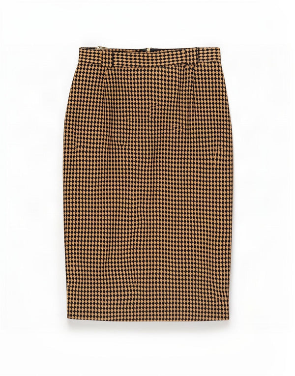Michael H Ženska Pencil Suknja UK 12 Srednja W26 Bež Argyle/Diamond Wool