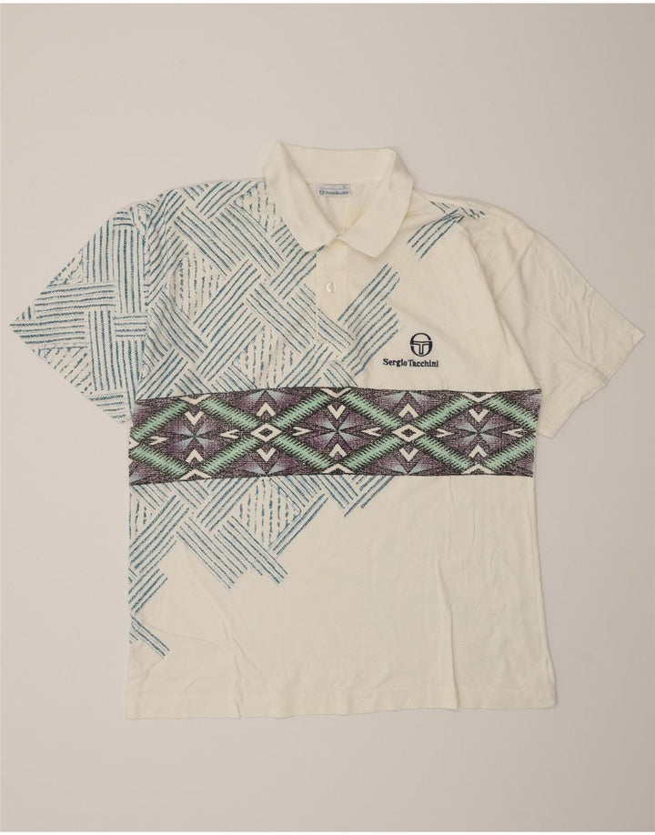 Sergio Tacchini muška polo majica IT 50 srednji bijeli geometrijski pamuk