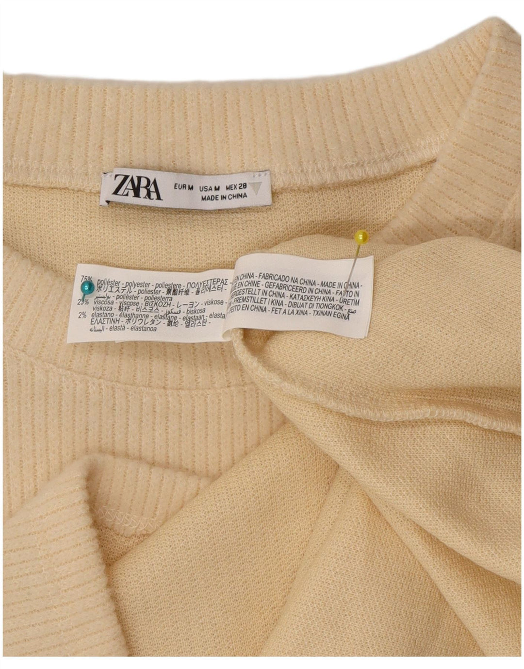 Zara ženska majica dugih rukava UK 14 srednje bež poliester