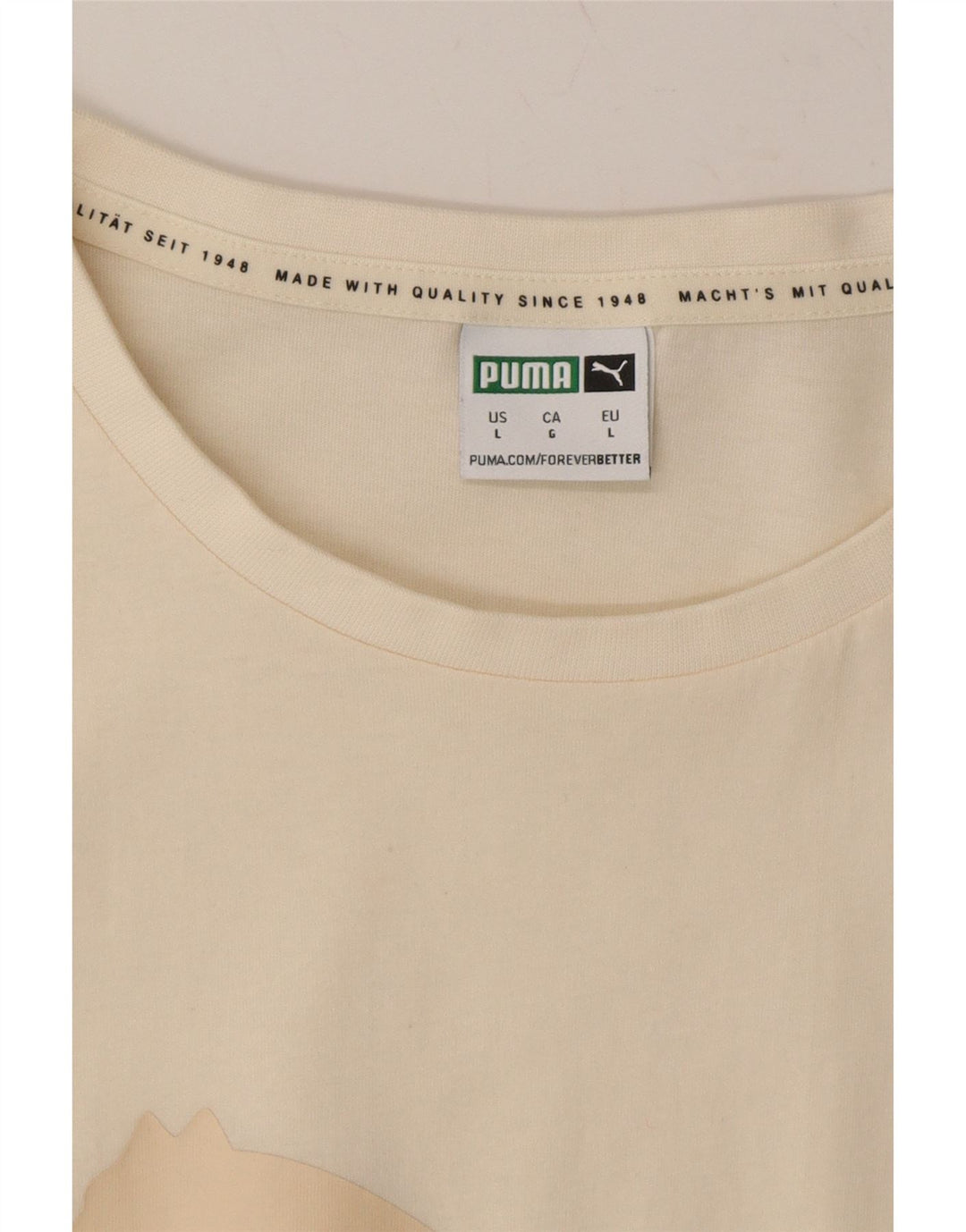 PUMA Mens Graphic T-Shirt Top Large Off White Cotton Vintage Puma and Second-Hand Puma from Messina Hembry 