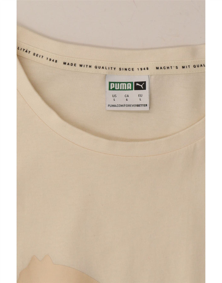PUMA Mens Graphic T-Shirt Top Large Off White Cotton Vintage Puma and Second-Hand Puma from Messina Hembry 