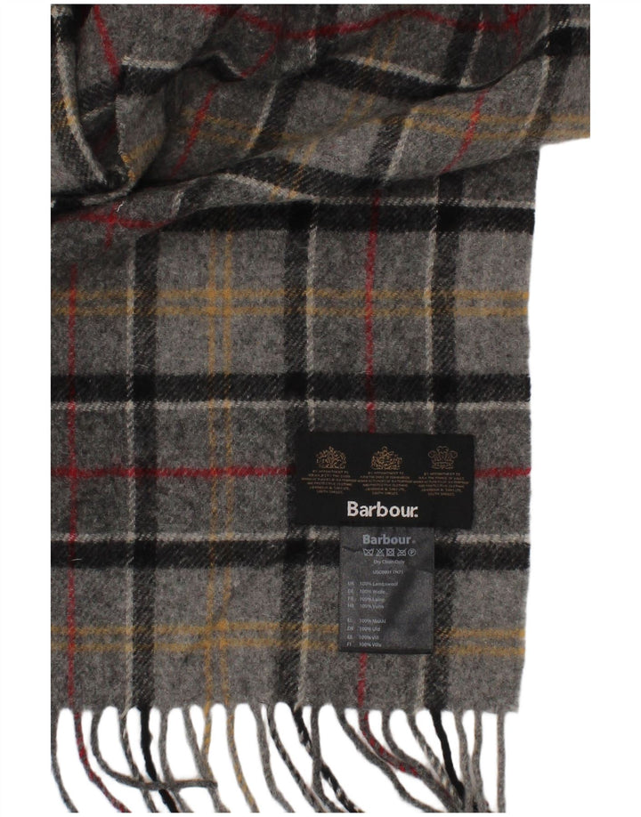 Barbour muški pravokutni šal jedne veličine sivi karirani klasik od janjeće vune