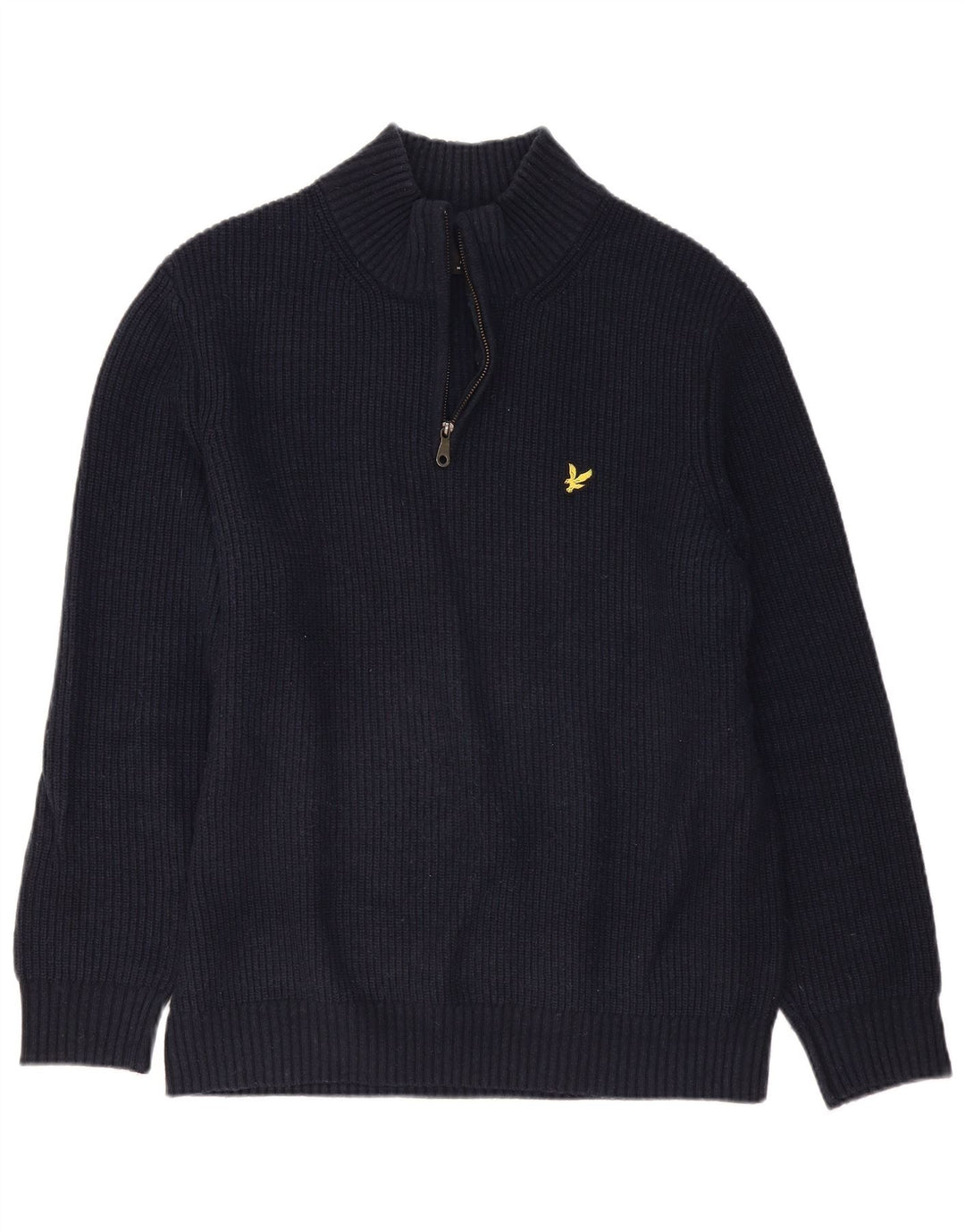 Lyle & Scott muški džemper s izrezom i velikim tamnoplavim vunenim puloverom