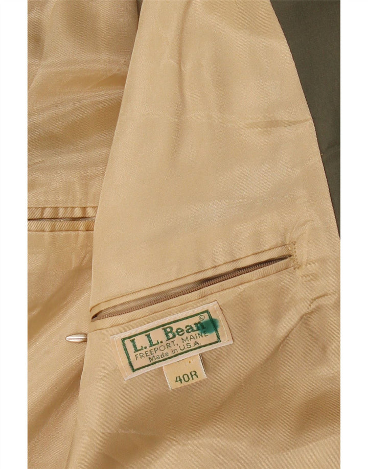 L.L.BEAN Mens 2 Button Blazer Jacket UK 40 Large Khaki Polyester Vintage L.L.Bean and Second-Hand L.L.Bean from Messina Hembry 