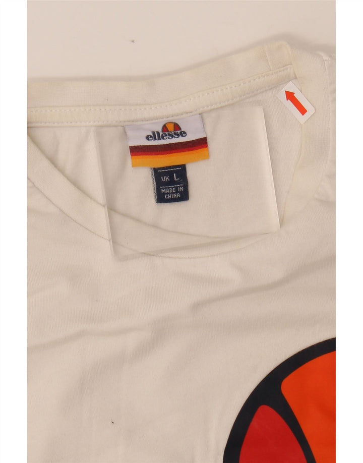 ELLESSE Womens Graphic T-Shirt Top UK 16 Large White