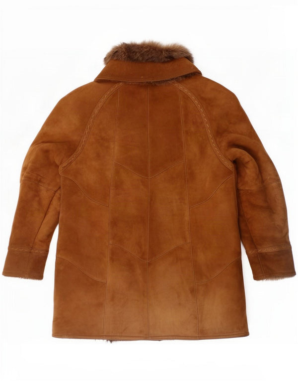 Vintage Womens Shearling Coat UK 16 Large Brown