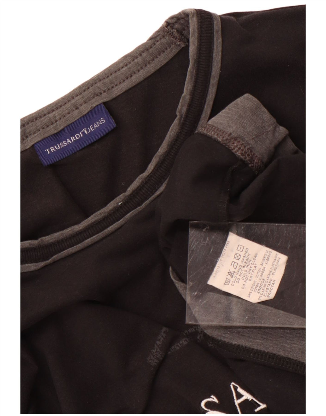 TRUSSARDI JEANS Ženska majica dugih rukava s grafikom UK 12 srednje crna