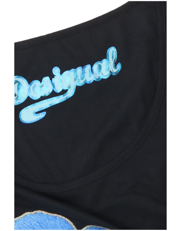 Desigual ženska grafička asimetrična tunika haljina UK 14 srednje crna cvjetna