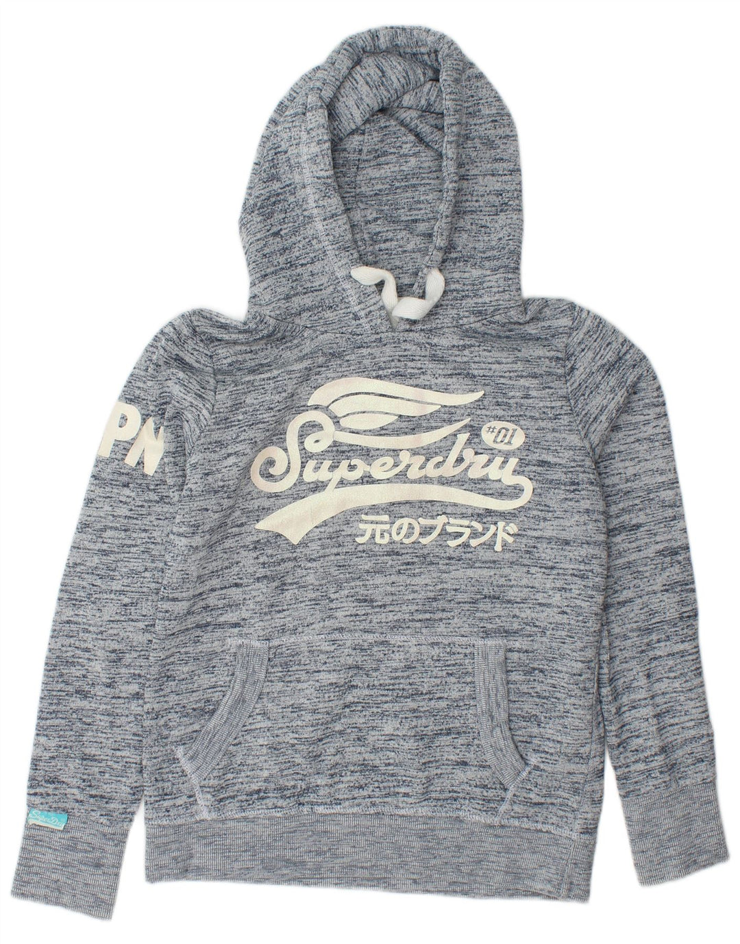 SUPERDRY Ženska majica s kapuljačom s kapuljačom UK 16 Veliki tamnoplavi flekasti pamuk