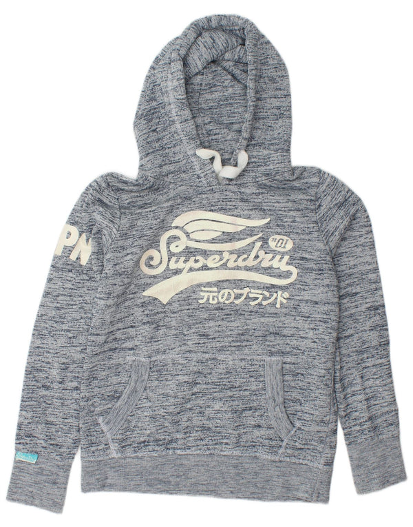 SUPERDRY Ženska majica s kapuljačom s kapuljačom UK 16 Veliki tamnoplavi flekasti pamuk