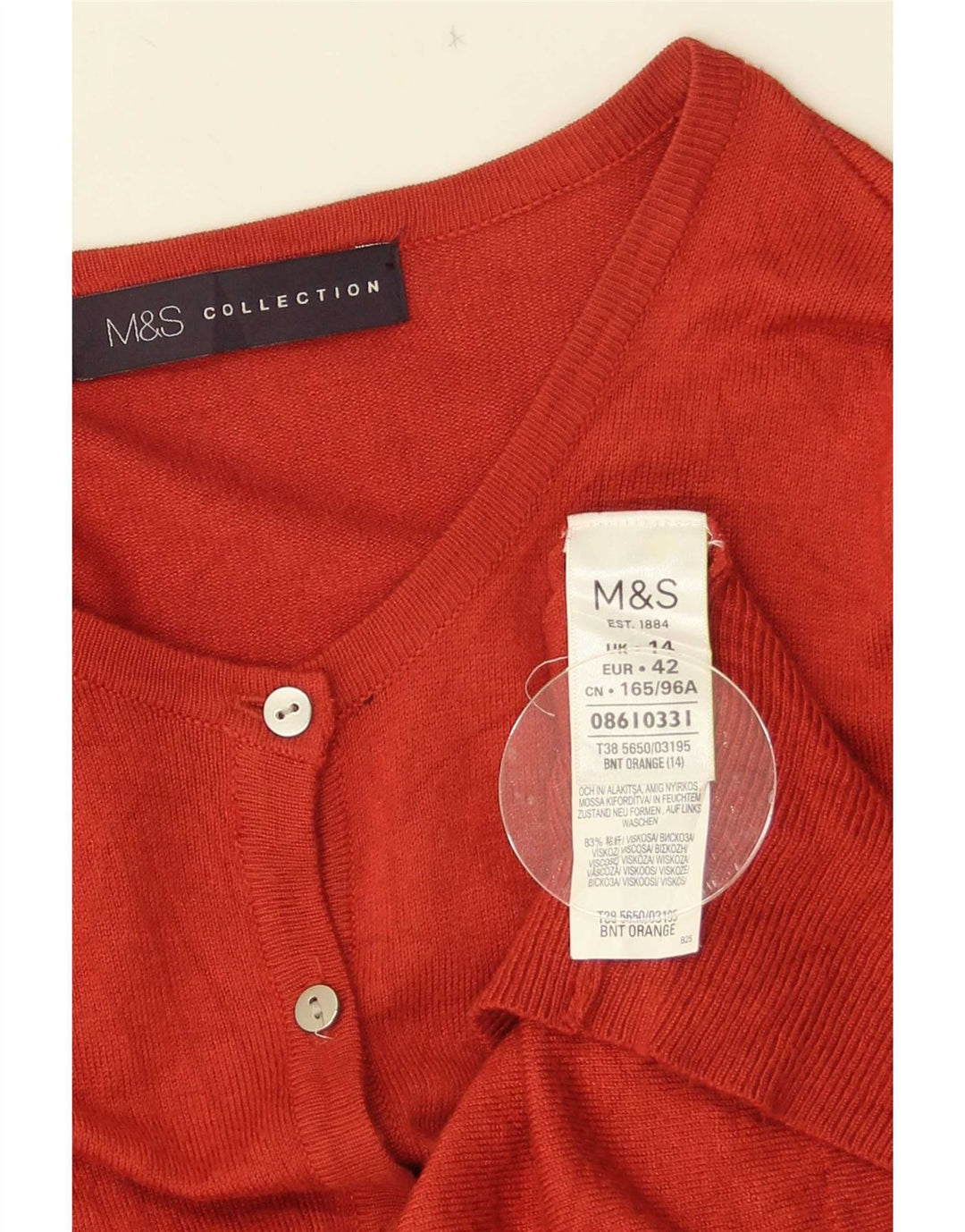 Marks & Spencer ženski kardigan pulover UK 14 Srednje narančasta viskoza