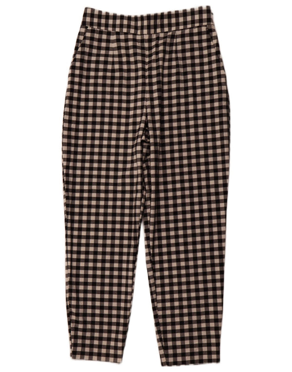 ZARA ženske sužene chino hlače srednje veličine W28 L26 crni gingham poliester