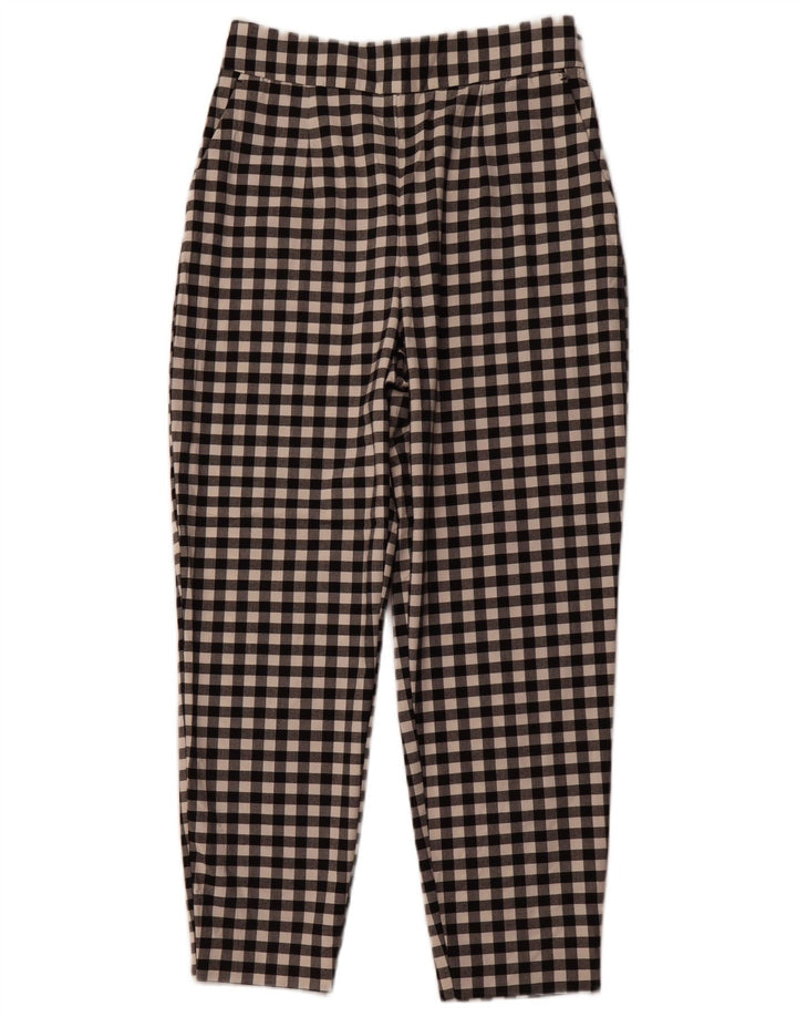 ZARA ženske sužene chino hlače srednje veličine W28 L26 crni gingham poliester