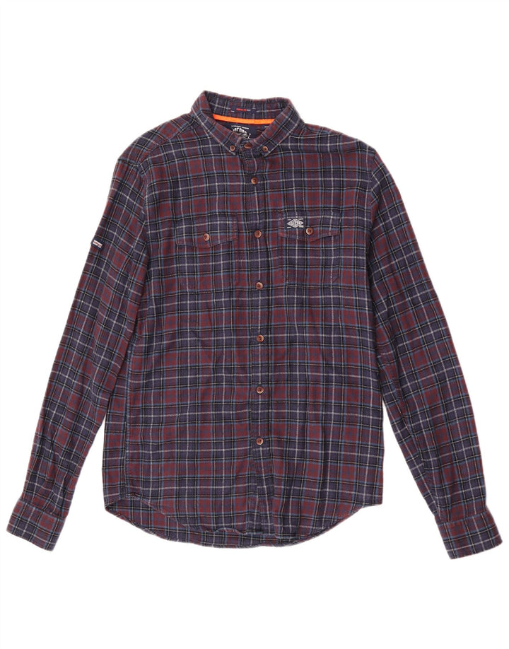 Superdry muška flanelska košulja standardnog kroja, mala tamnoplava karirana pamuk