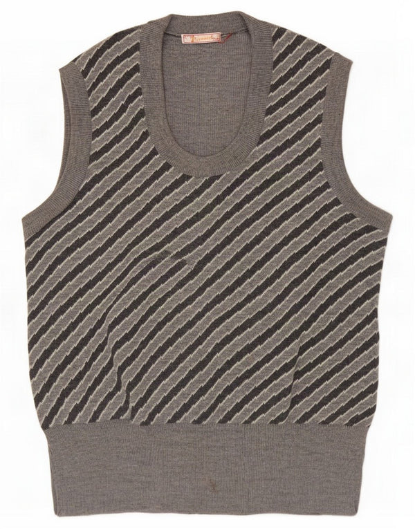 Vintage ženska majica bez rukava UK 10 Small Grey Striped
