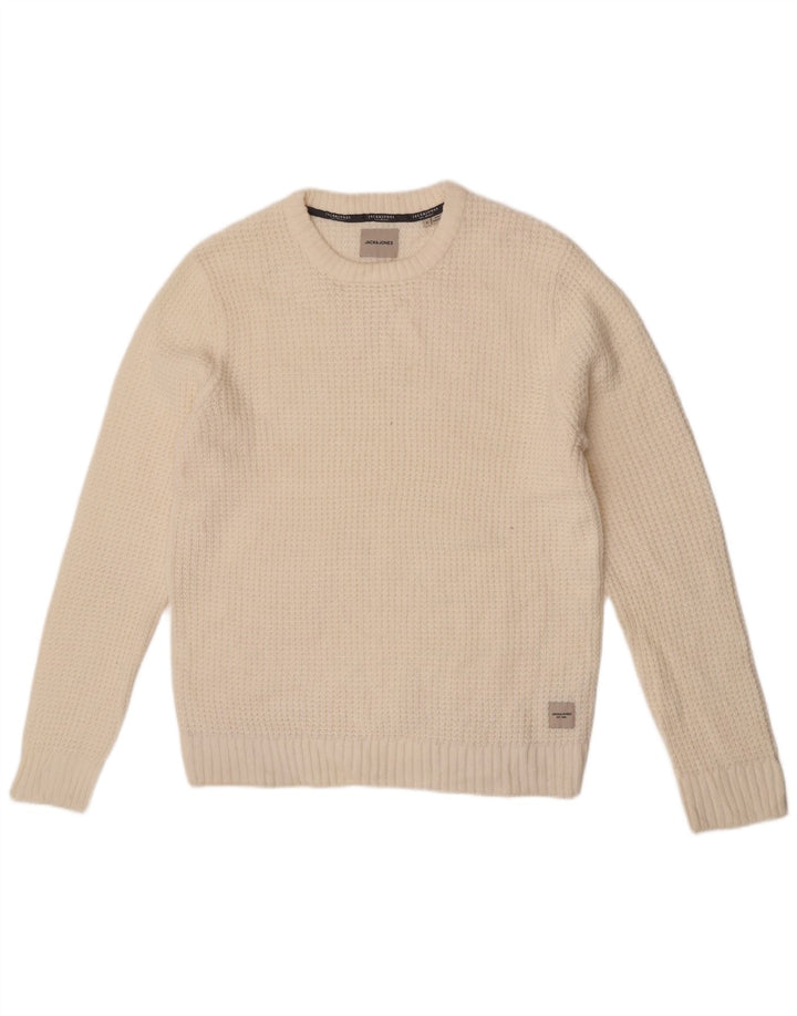 Jack & Jones muški džemper s okruglim izrezom Veliki bijeli akril