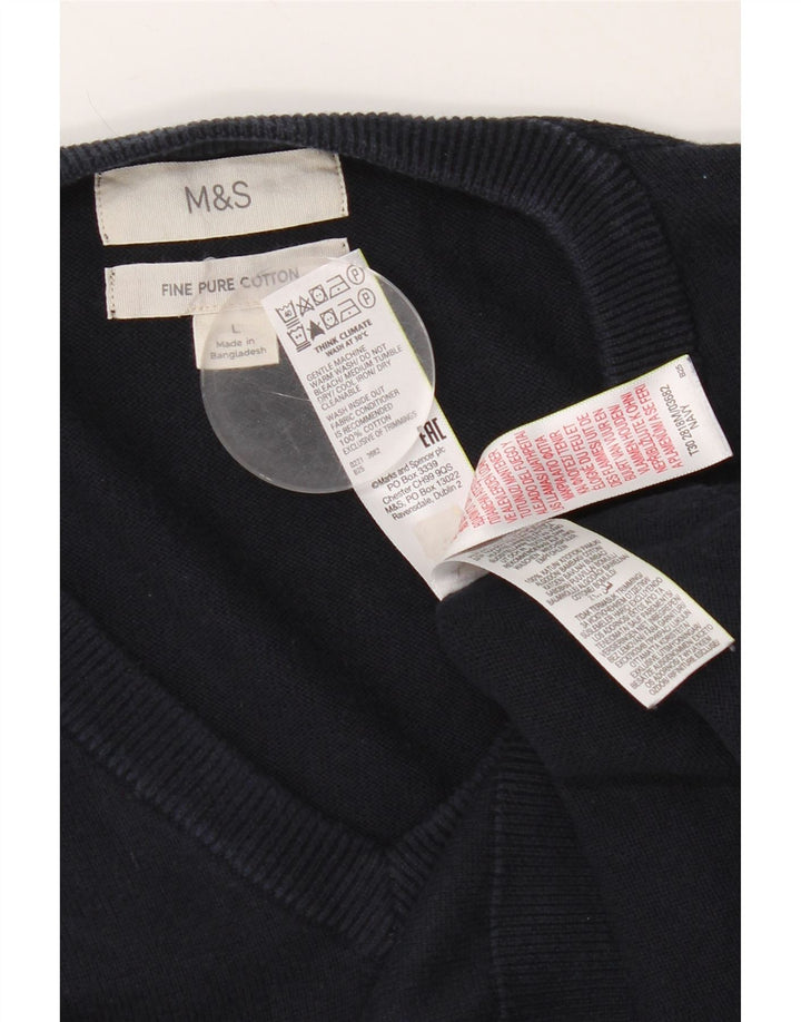 Marks & Spencer muški džemper s V-izrezom, veliki tamnoplavi pamuk