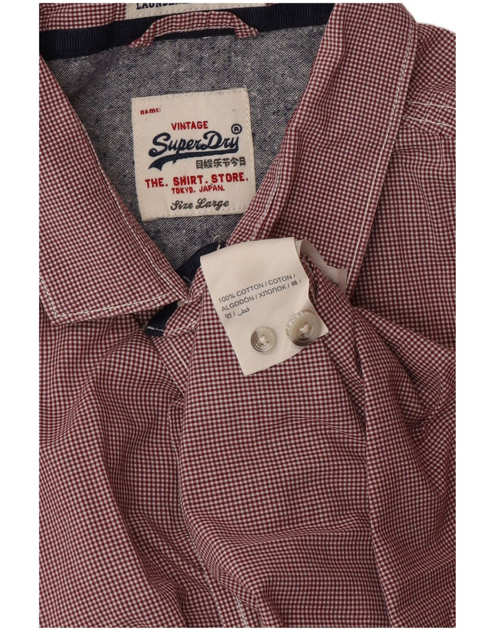 SUPERDRY muška košulja velika crvena gingham pamuk