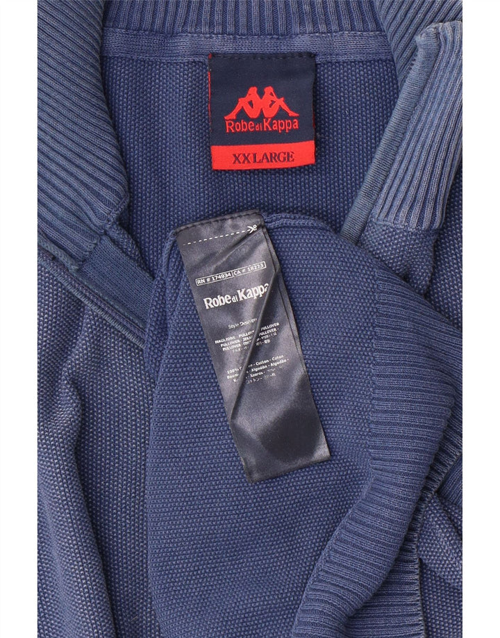 KAPPA Mens Zip Neck Jumper Sweater 2XL Blue Cotton Vintage Kappa and Second-Hand Kappa from Messina Hembry 