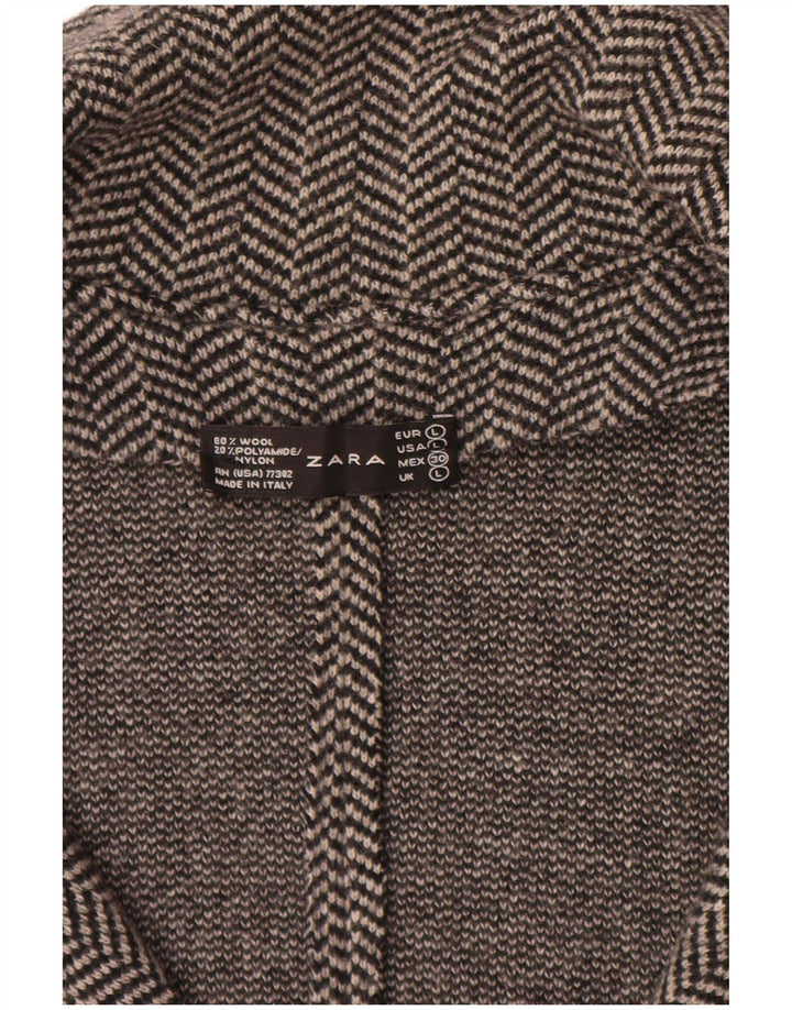 ZARA ženski pleteni sako jakna UK 14 Velika siva riblja kost