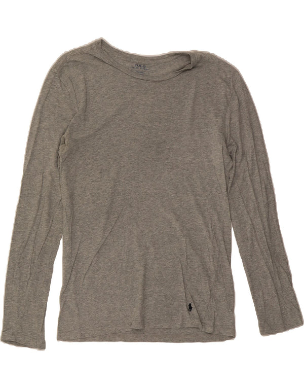 POLO RALPH LAUREN Womens Top Long Sleeve UK 12 Medium Grey Cotton