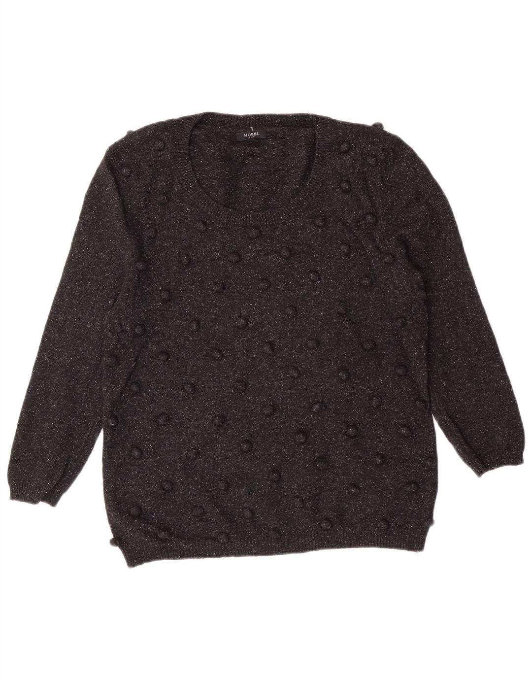 Hobbs ženski džemper s veznim izrezom UK 14 srednje crne vunene klasike
