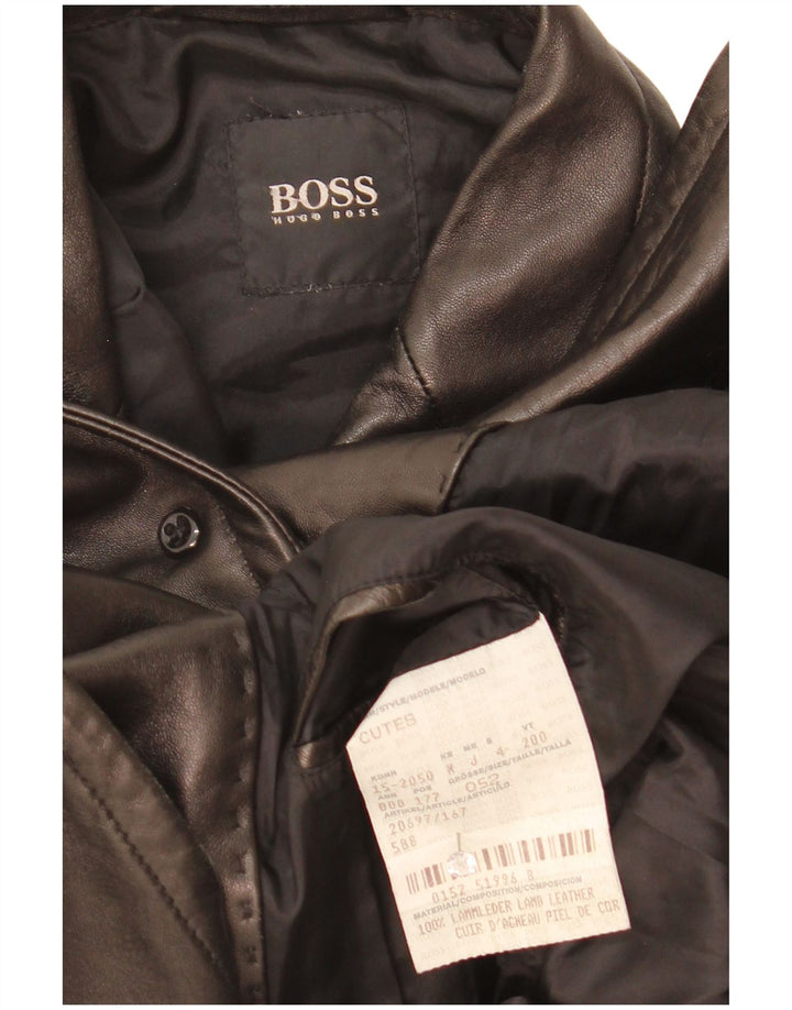 Hugo Boss muška kožna jakna sa 3 gumba EU 52 XL crna koža