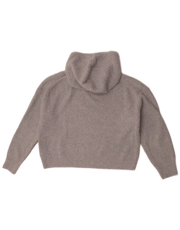 Gap Womens Crop Hooded Jumper Sweater UK 14 Medium Grey Cotton