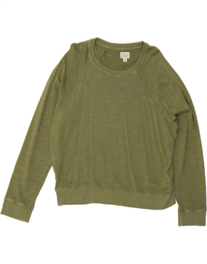J. CREW Womens Oversized Sweatshirt Jumper UK 16 Large Khaki Cotton Vintage J. Crew and Second-Hand J. Crew from Messina Hembry 