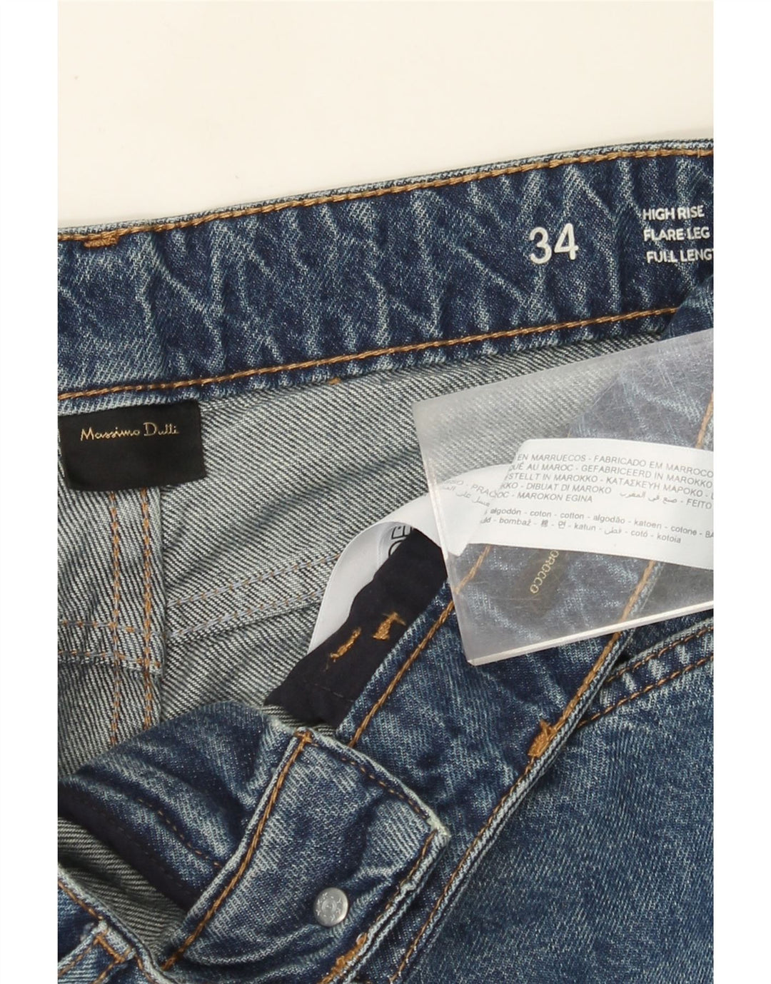 Ženske lepršave traperice visokog rasta Massimo Dutti W34 L35 plavi pamuk