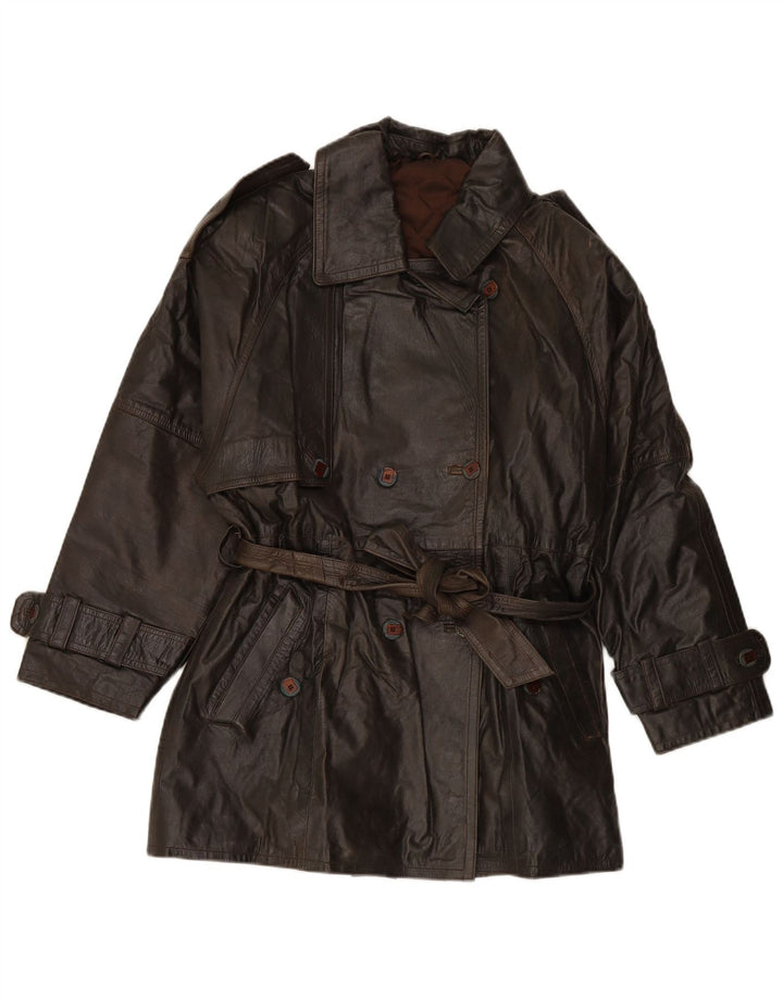 VINTAGE ženski kožni kaput s dvostrukim kopčanjem EU 38, srednje smeđa koža