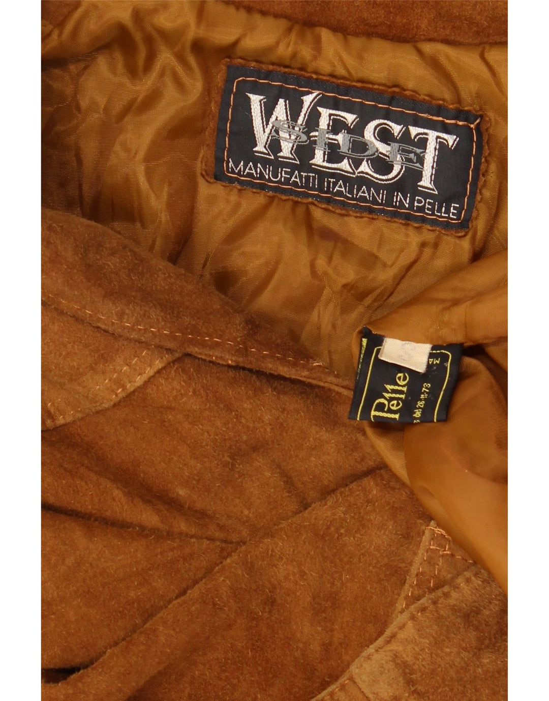 Vintage ženska prevelika jakna od brušene kože s 3 gumba UK 10 Mala smeđa