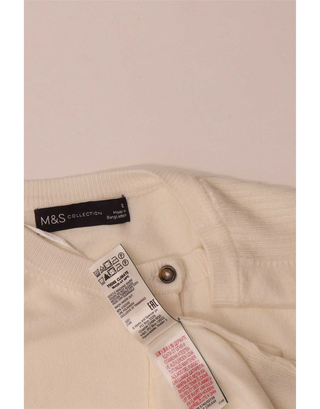 Marks & Spencer ženski kardigan pulover UK 12 srednje bijele viskoze