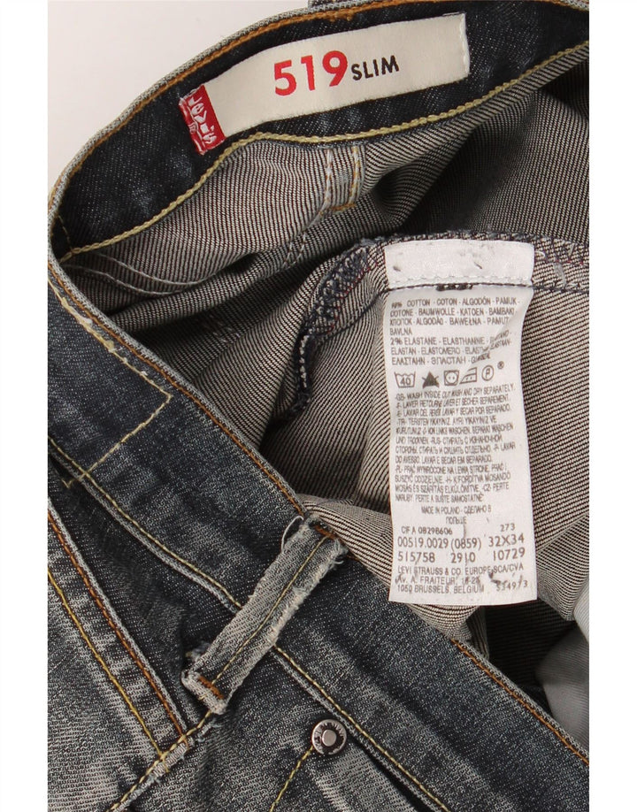 LEVI'S Muške 519 uske traperice W32 L30 Plavi pamuk