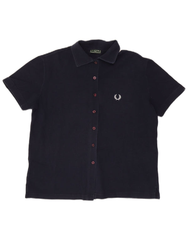 FRED PERRY Ženska košulja kratkih rukava UK 18 XL tamnoplavi pamuk