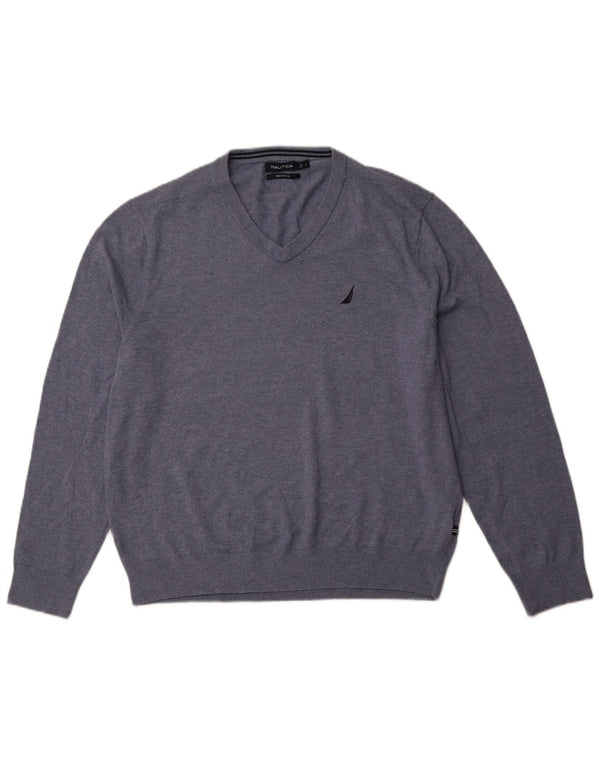 NAUTICA Muški Navtech džemper s V-izrezom Veliki plavi pamuk