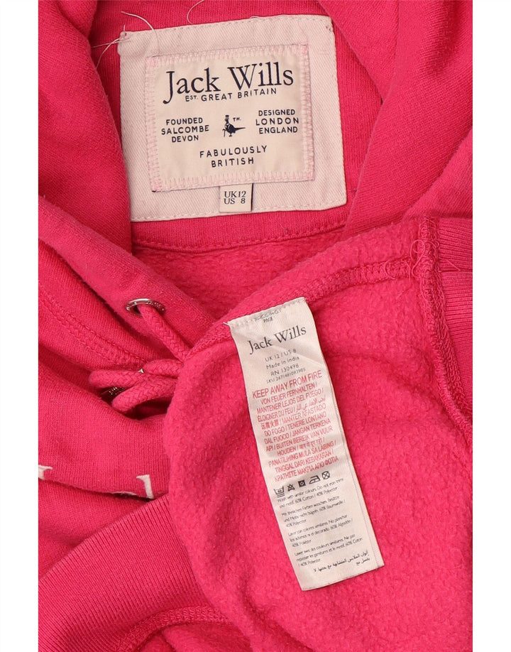 JACK WILLS Ženska prevelika skraćena majica s kapuljačom s kapuljačom UK 12 srednje ružičasta