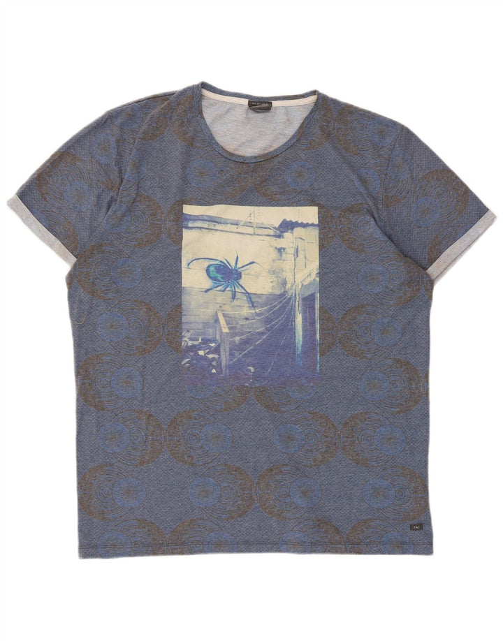 Jack & Jones, gornji dio muške majice s grafičkim motivima, 2XL plavi geometrijski poliester