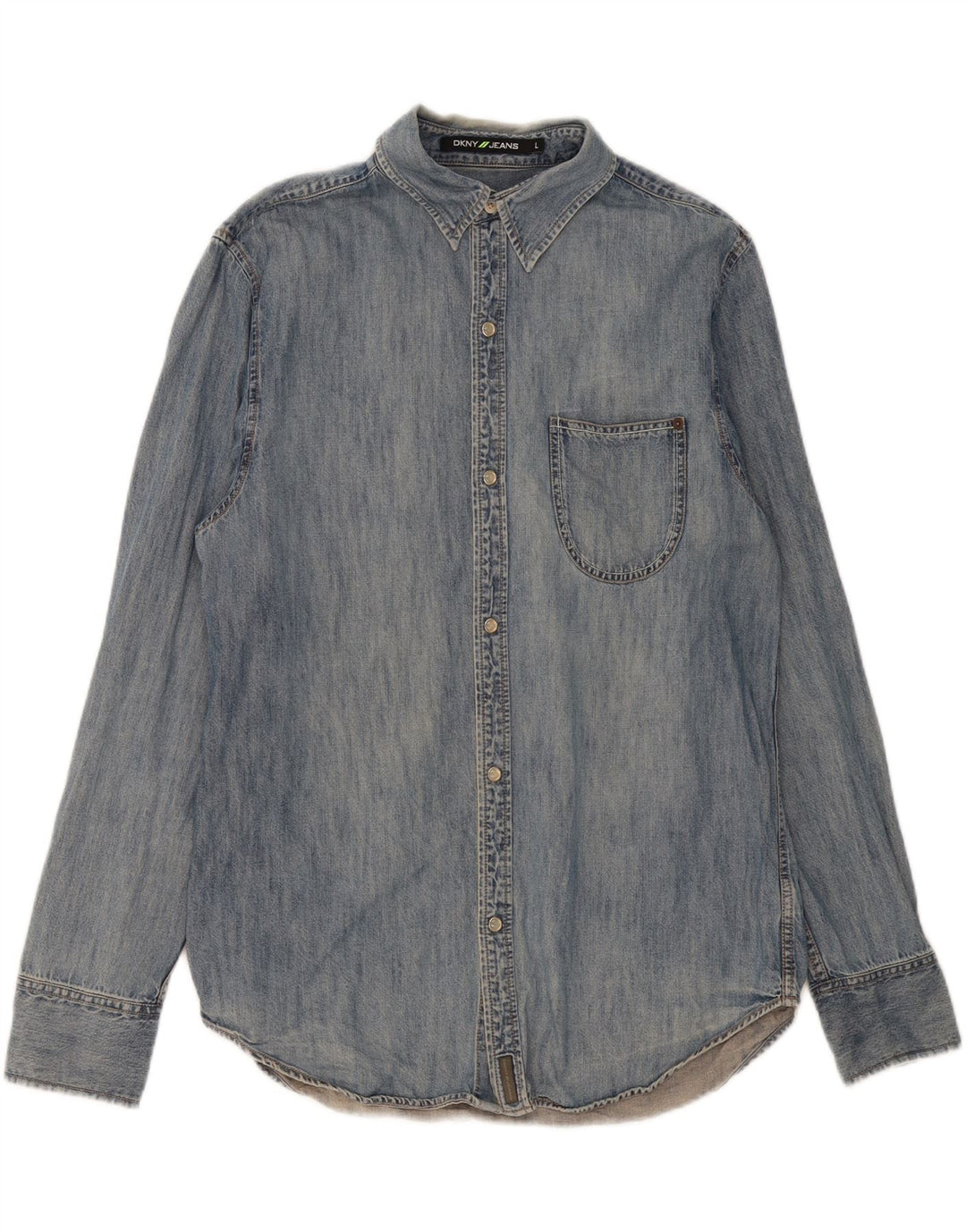 DKNY Mens Denim Shirt Large Blue Cotton
