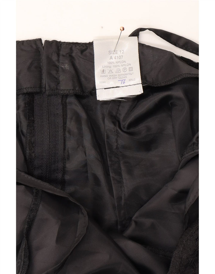 KLASIČNA ženska haljina A-kroja UK 12 Srednji crni cvjetni najlon