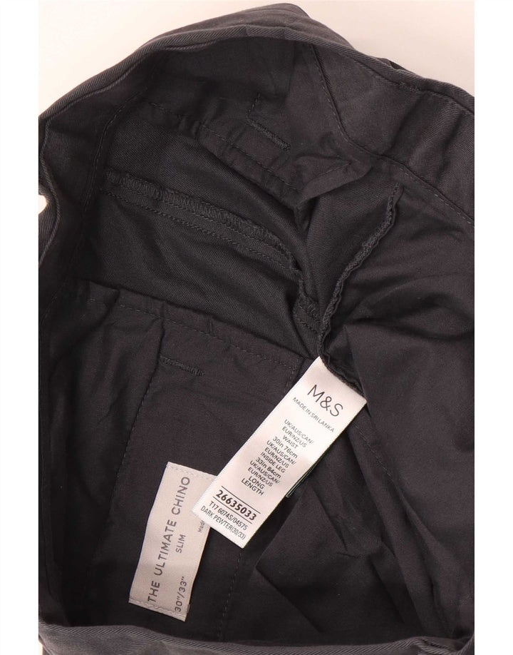 Marks & Spencer muške uske chino hlače W30 L33 sivi pamuk