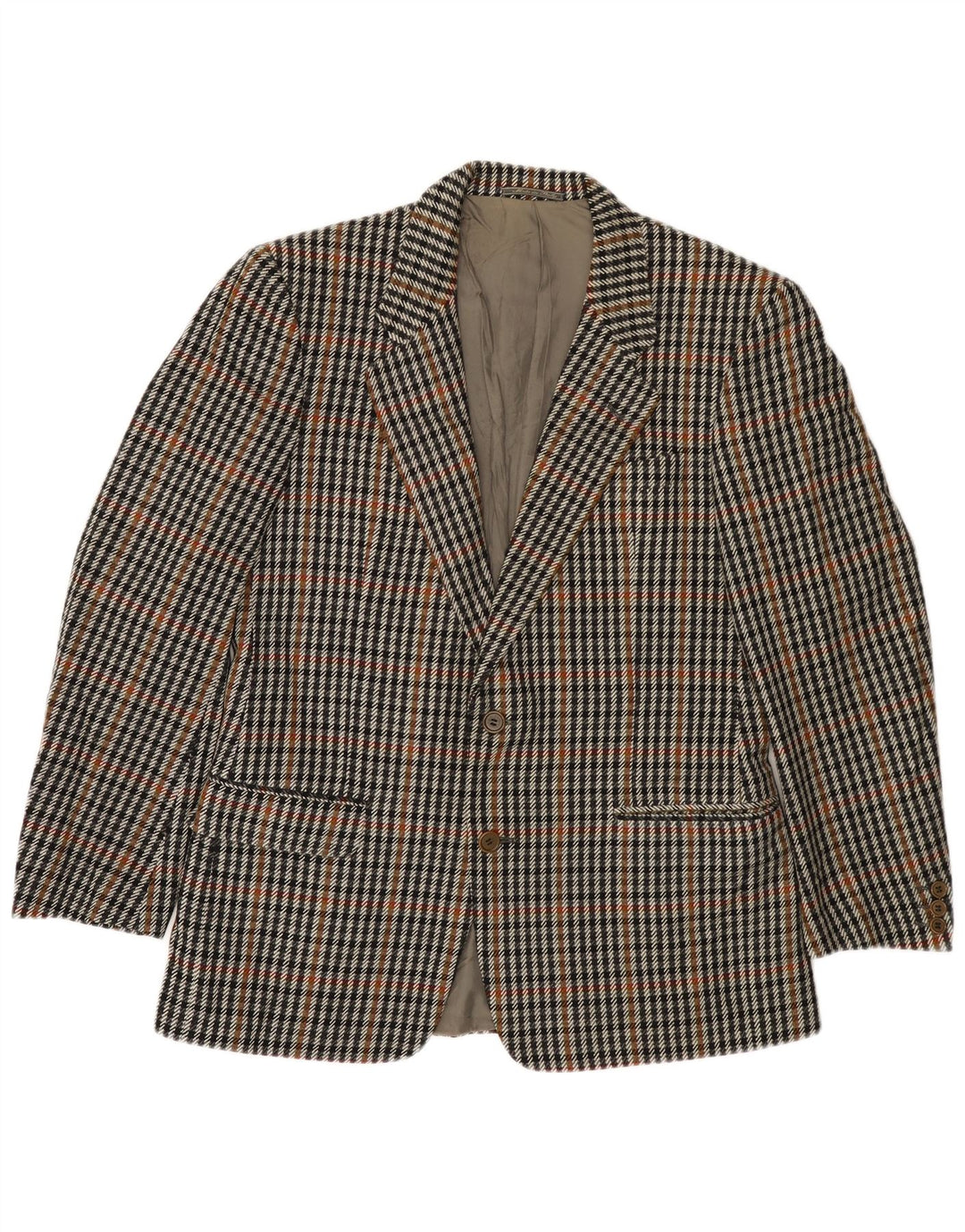 VINTAGE Muška jakna sa 2 gumba IT 50 Large Grey Houndstooth Wool