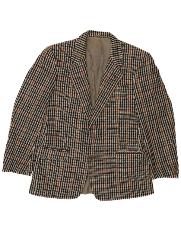VINTAGE Muška jakna sa 2 gumba IT 50 Large Grey Houndstooth Wool