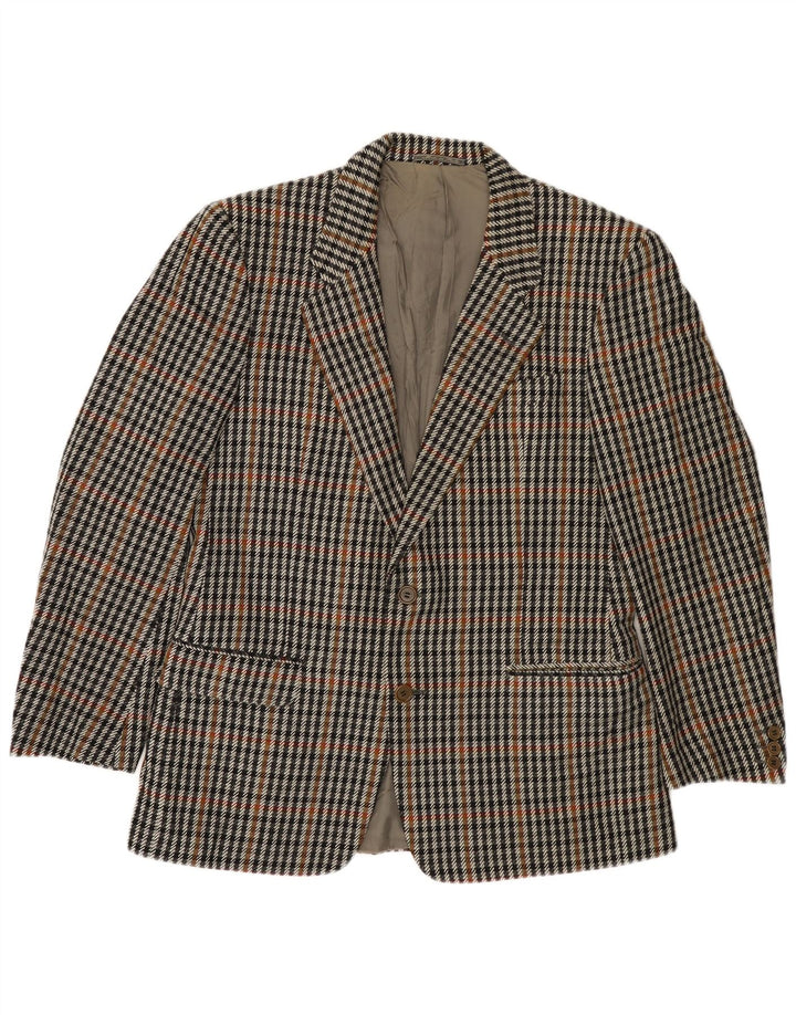 VINTAGE Muška jakna sa 2 gumba IT 50 Large Grey Houndstooth Wool
