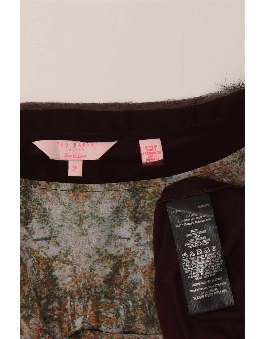 Ted Baker Ženska prevelika majica kratkih rukava s grafikama, veličina 2, mala smeđa cvjetna