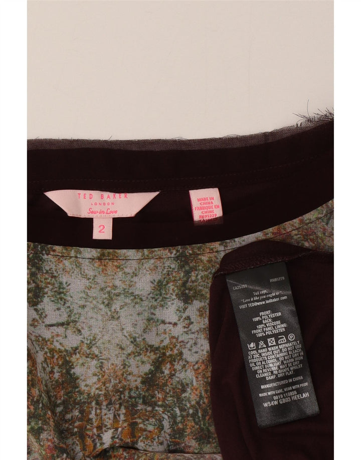 Ted Baker Ženska prevelika majica kratkih rukava s grafikama, veličina 2, mala smeđa cvjetna