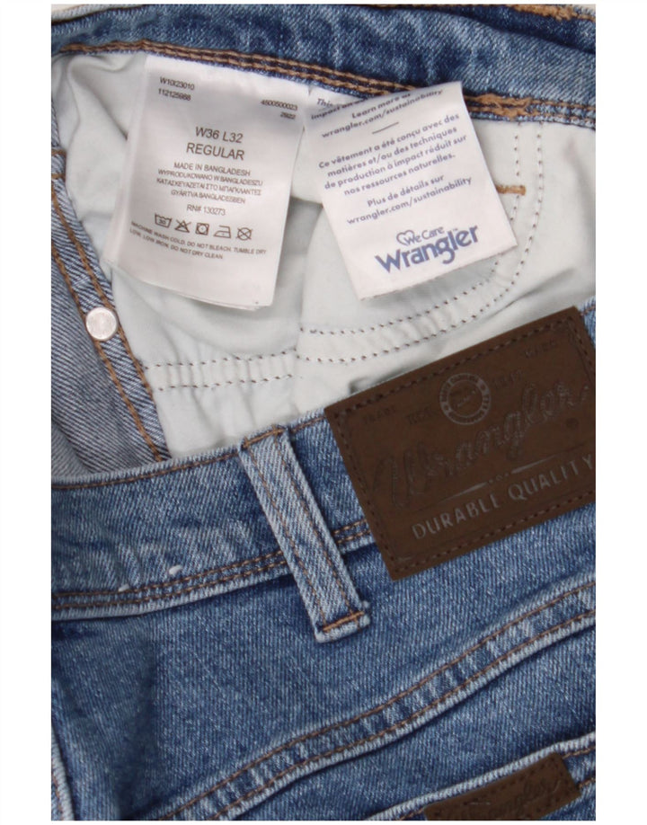 Wrangler muške ravne traperice regularnog kroja W36 L32 plavi pamuk