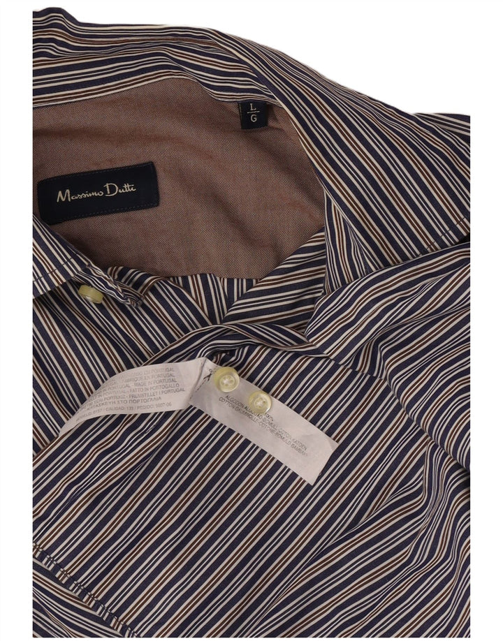Massimo Dutti muška košulja na velike plave pruge, pamuk