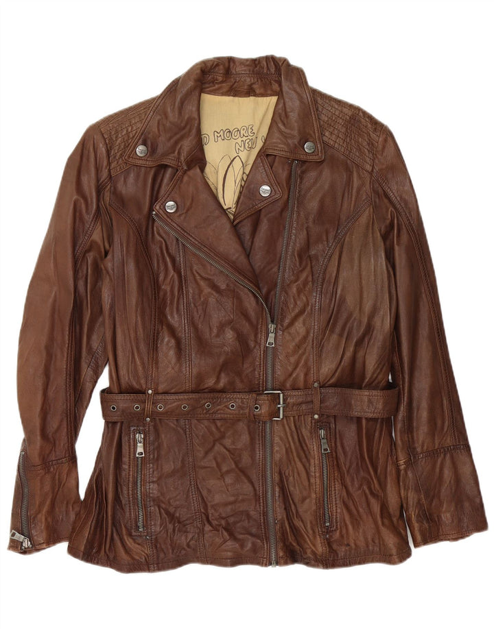 David Moore ženska kožna biciklistička jakna UK 16 Large Brown
