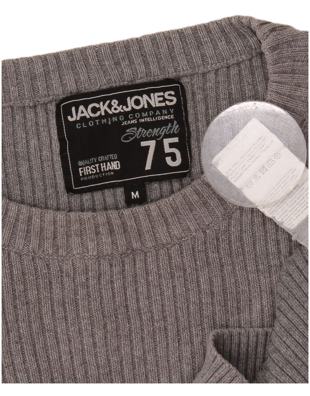 JACK & JONES muški džemper s okruglim izrezom, srednje sivi pamuk